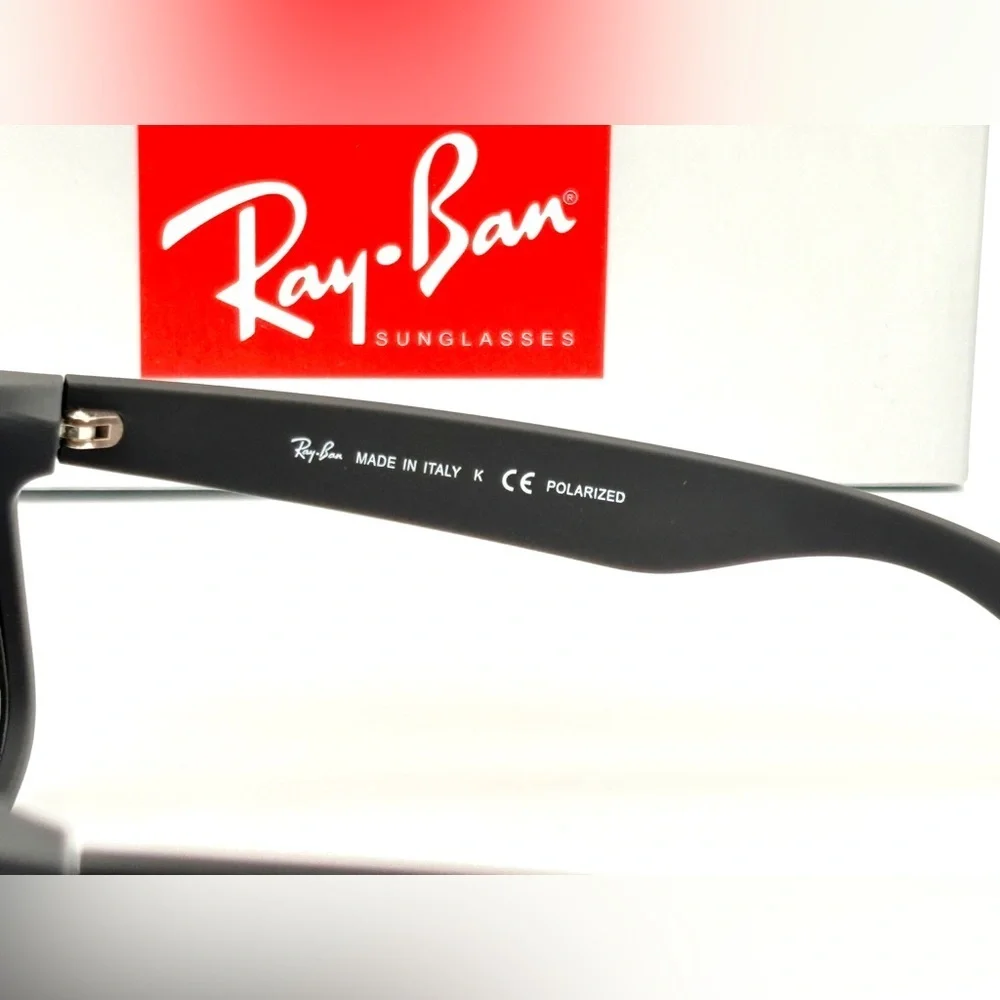 Ray-Ban Polarized Sunglasses Blue Mirror Wayfarer RB4165 Black Rubber Soft 202 - Picture 10 of 15